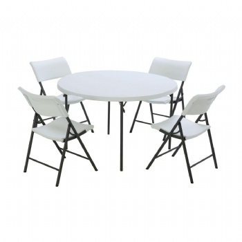 White Folding Table And Chairs  6ft